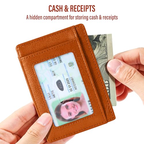 Image of Travelambo Slim Wallet Front Pocket Minimalist Leather RFID Blocking Medium Size