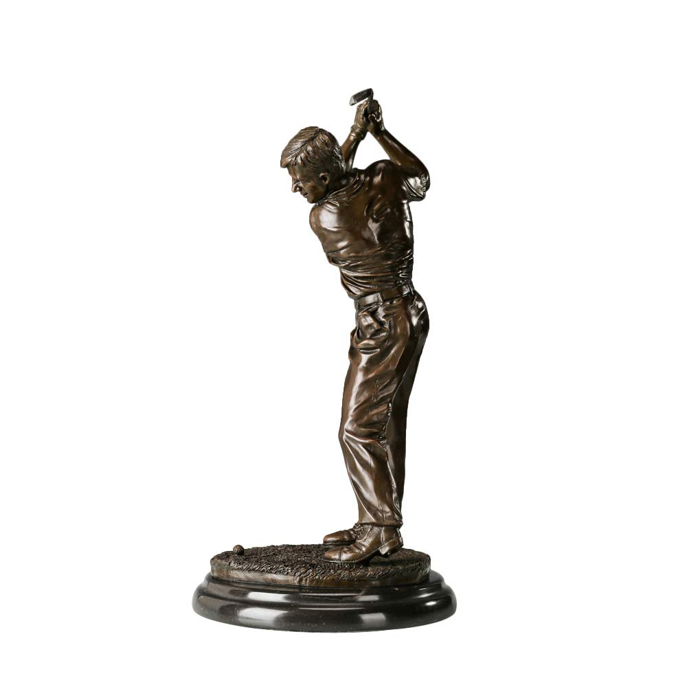 Brązowa statuetka golfisty rzeźba sportowa dekoracja biura domowego duża 43 cm H
