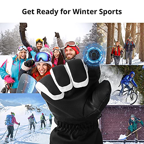 Akaso Heated Gloves For Men Women, Electric Heated Ski Gloves With 3 Heating Modes, Thermal Insulation Winter Hand Warmers With Rechargeable Battery-Overheating Protection- Best Gift, Black&White(L) #TOP4