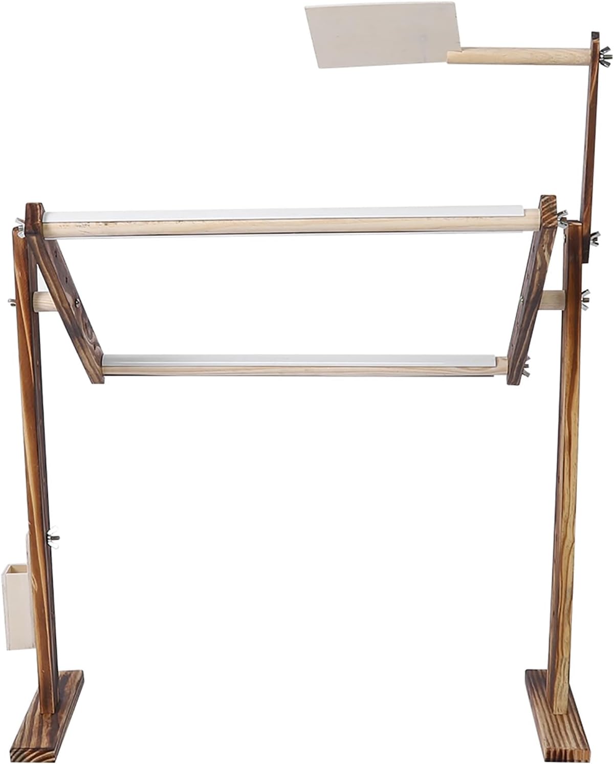 Garosa Adjustable Height Embroidery Stand Cross Stitch Rack Solid Pine Wood Frame Holder Desktop Sewing Craft Station Small Accessory Kit for Handmade Needlework
