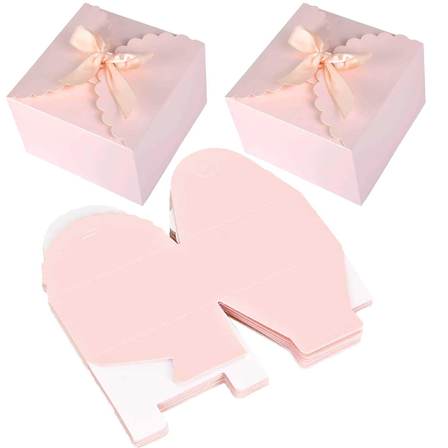 Gezipvn Small Gift Box, 20 PCS 9x9x5cm Pretty Favor Gift Bulk for Wedding, Thanksgiving Day, Birthday, Party, Holiday, Galentine's Day Presents, Candy gift box(Pink)