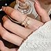 CZ Round Chain Promise Statement Ring for Women Silver Gold-Toned Dainty Crystal Disc Tassel Dangle Drop Open Wrap Finger Rings Adjustable Comfort Fit Fashion Wedding Birthday Holiday Jewelry (14K Gold-Toned)