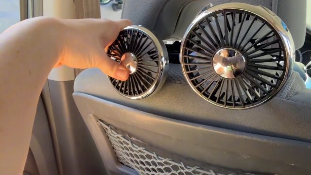 Ventilatore Auto A Doppia Testa Con Caricatore USB – 3 Velocità, Rotazione 360°, Braccio Pieghevole, Per Auto, SUV E Camper - 4