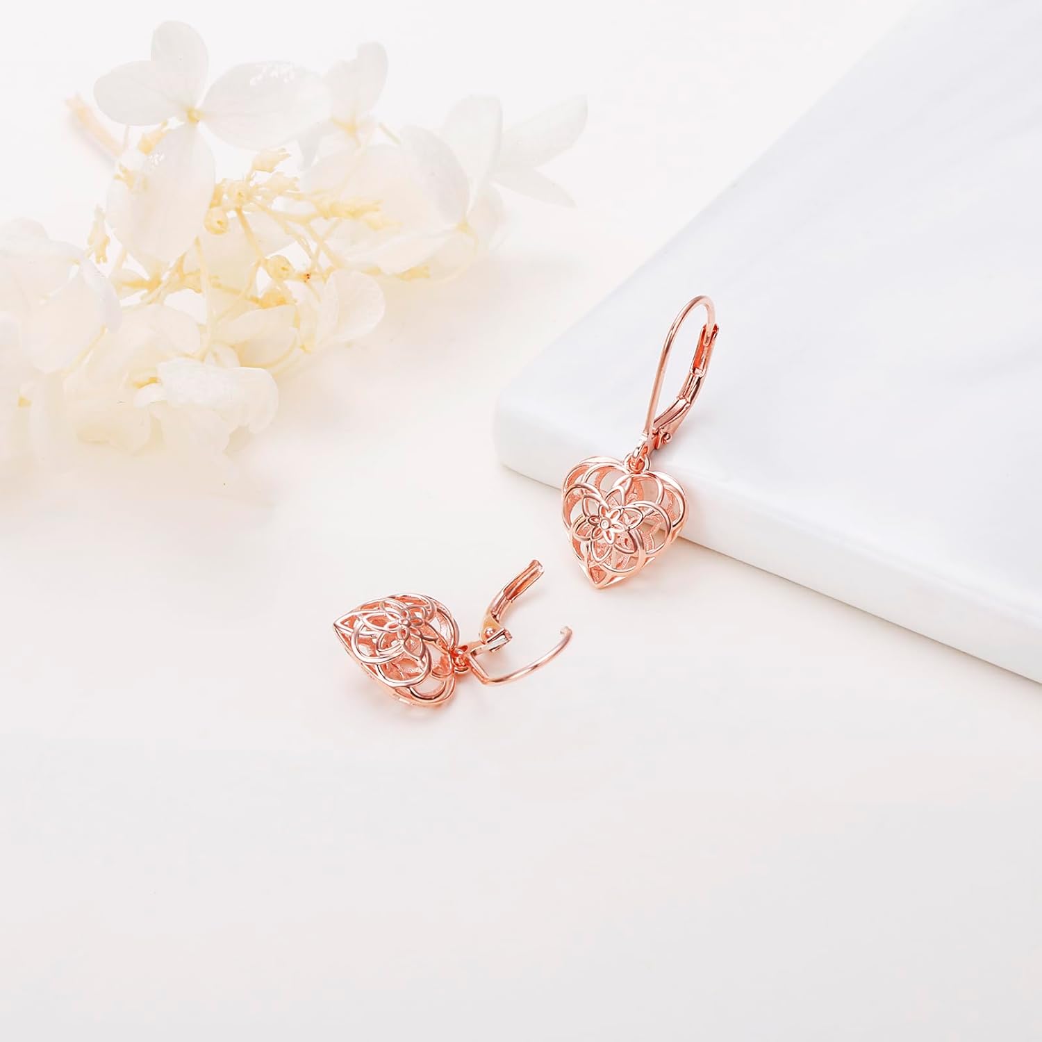 Sterling Silver Filigree Ball Leverback Dangle Earrings for Women Celtic Flower Dangle Drop Earrings for Women Girl - Image 3