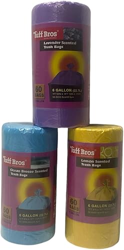 Miniatura 2 de Bolsas de basura perfumadas, (3 aromas surtidos de lavanda, limón, vainilla o brisa oceánica), 60 bolsas por aroma, 180 bolsas en todas