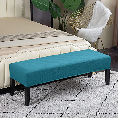 Lebaley Dining Bench Covers Stretch Jacquard Bench Slipcover Removable Washable Anti-Dust Bench Seat Protector Cover For Dining Room Living Room Bedroom Kitchen(Peacock Blue) #TOP1