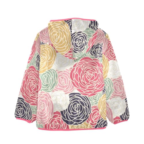 OTVEE Colorful Flowers Floral Kids Hoodie Jacket Fall Spring Full Zip Warm Outwear Coat2