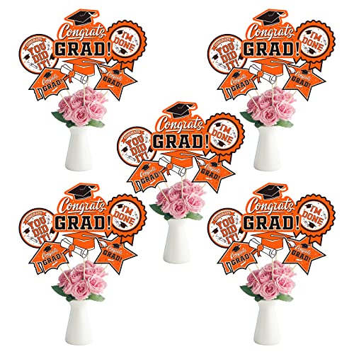 Image of 30PCS Graduation Party Decorations Congrats Grad Table Centerpiece,Graduation Table Decorations,Congratulate Graduation Centerpiece Sticks Table Toppers for Graduation Party(Orange)