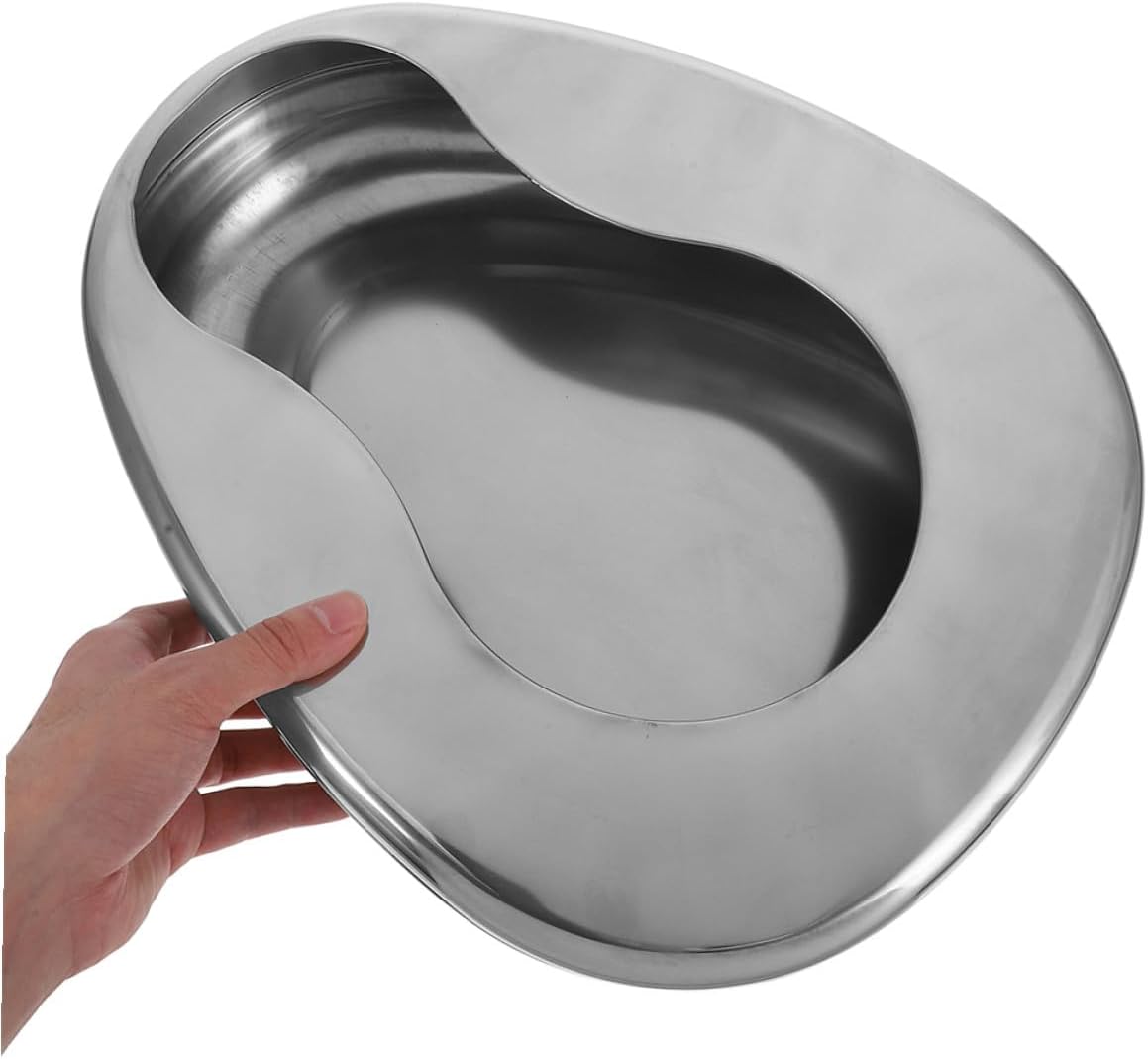 SOIMISS Stainless Steel Bed Pan for Bedridden Patients and Elderly Men – Portable Adult Bedpan 2pcs Set for Home Care and Hospital Use