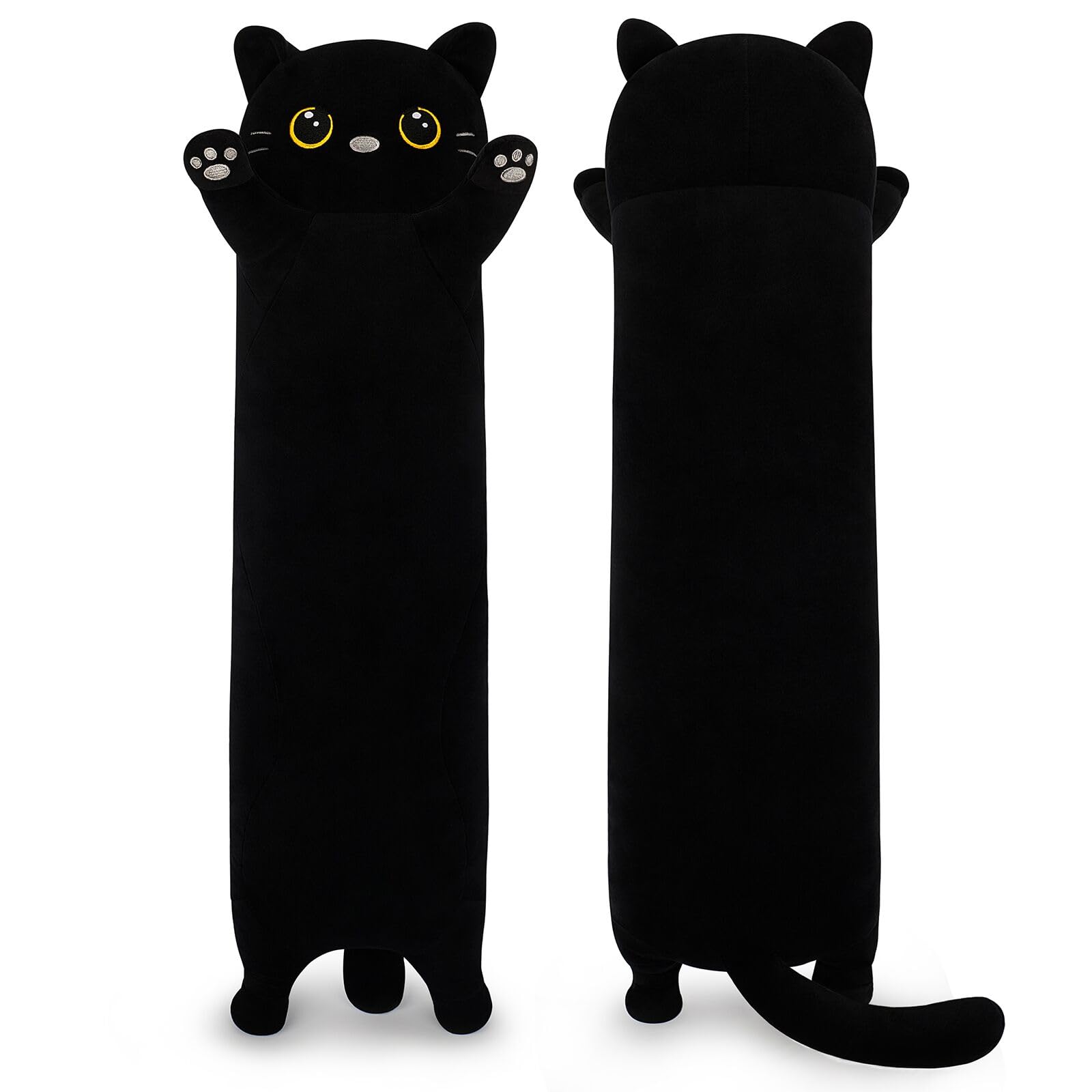 Stuffed Black Cat Plush Long Cat Plush Stuffed Animals Black Cat Soft Toy Kawaii Plush Pillow Cuddly Toys 35IN Large Plush Cats Long Animal Plush Cute Plush Stuffed Kitten Hugging Pillow for Unisex