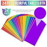 24 Pack Assorted Color Rectangle Plastic Tablecloth Disposable Rainbow Tablecloth Colorful Rectangle Table Covers for Birthday Wedding Fiesta Picnic Home Party Decorations, 54 x 108 Inch,6 Color