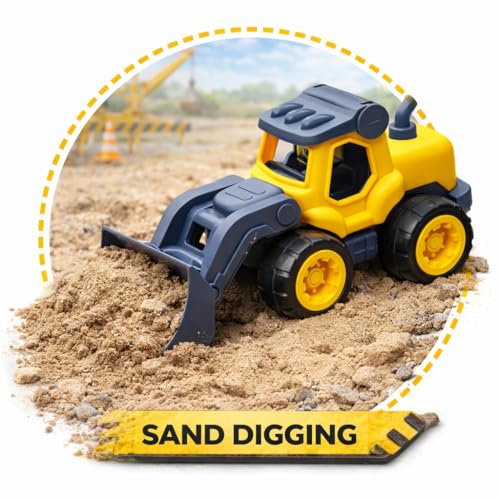 Image of JCB Construction Vehicle Toy Set for Kids | Bulldozer & Excavator Engineering Trucks | Construction Toys | Sand Play Truck Toys for Boys & Girls Age 2-7 Years | Birthday Gift