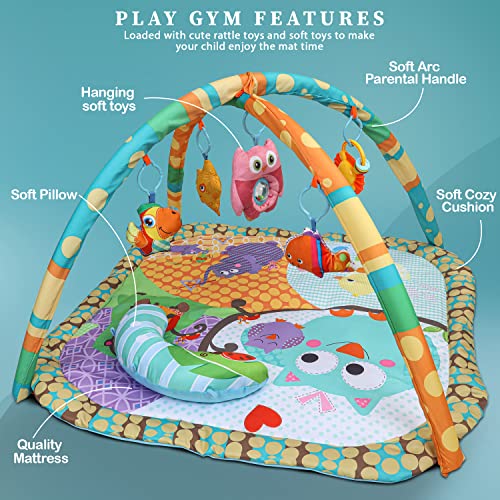Image of Baybee Play Gym & Rocker for Babies | Portable Baby Playing Mat for New Born with Hanging Toys, Music & Lights | Indoor Activity Play Gym for Babies 0 to 12 Months (Assorted I)