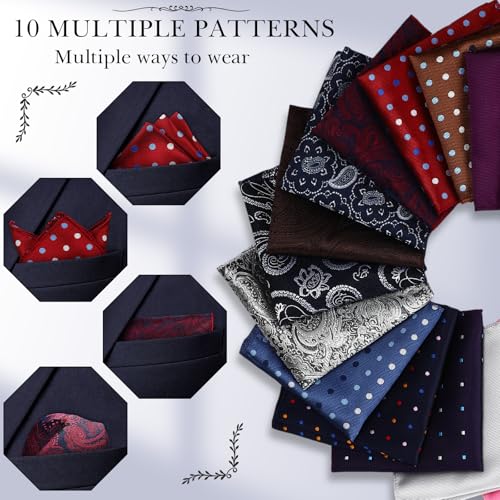 Image of JaGely Pocket Squares for Men Assorted Colors Silk Squares Handkerchiefs 9.06 inch x 9.06 inch Handkerchiefs for Men Wedding