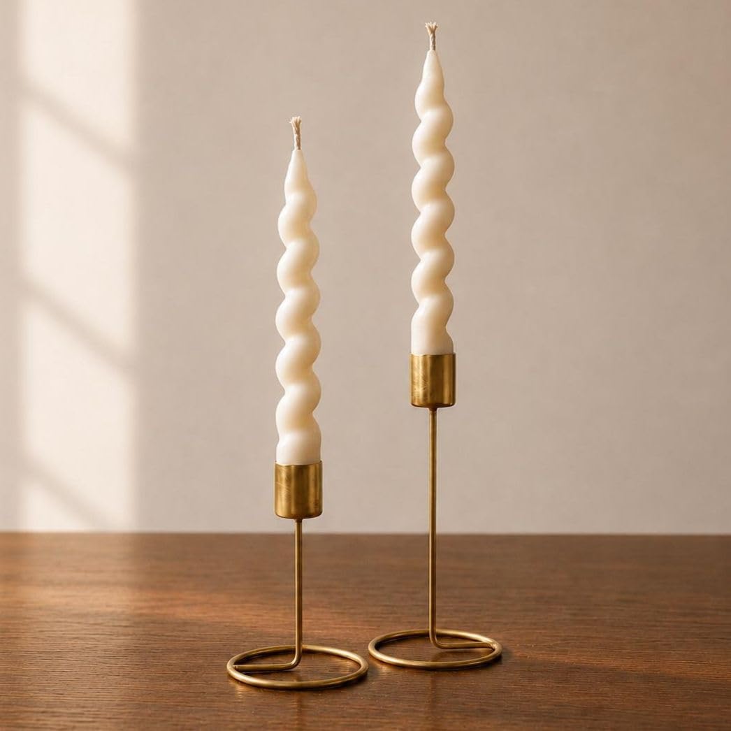 Scented Candle for Decoration & Aesthetic Gift, Twisted Taper Candles Pillar Set with Stand, Premium Wax Gifting, Home Luxe Decor for Gift Décor & Romantic Dinner Setup-image-23