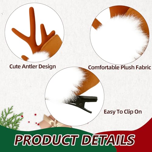 2 pinzas de cabello con cuernos de reno marrón miniatura 3