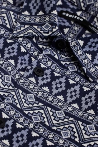 Image of SNITCH Men's Cotton Jacquard Relaxed Fit Overshirt