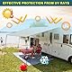 Wohnwagen Sonnensegel Markise, 2,4m x 2,4m Markise Vordach Sonnenvordach Wohnwagen mit Abspannleinen, Stützstangen und Heringen, 2 Installationsweg für Camper Van Wohnmobil RV SUV