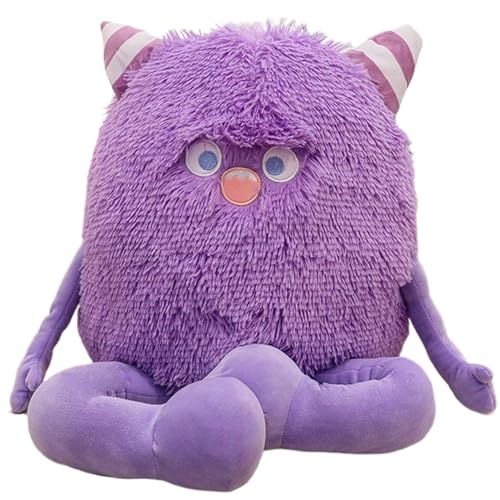 Peluche monstre avec corne lavable avec sa fermeture éclair et coton moelleux