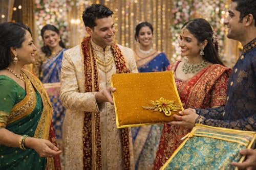 Image of RAAHII 5 Piece Wedding Gifting Transparent single saree cover with zip, suit packing plastic covers for sadi, duppata, clothes bags, lehenga, kurti for wardrobe storage organizer (Golden)