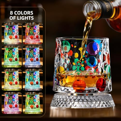 Vigirlc Hand-Painted Spinning Whiskey Glasses Set of 2 with Iceball Molds - image 2