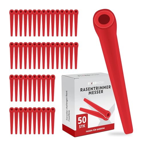 FixedNow 50 x Ersatzmesser Kompatibel mit Gardena Rasentrimmer | Kunststoffmesser Ersatzteile | Passend für Gardena Accucut Smallcut Easycut Comfortcut und mehr