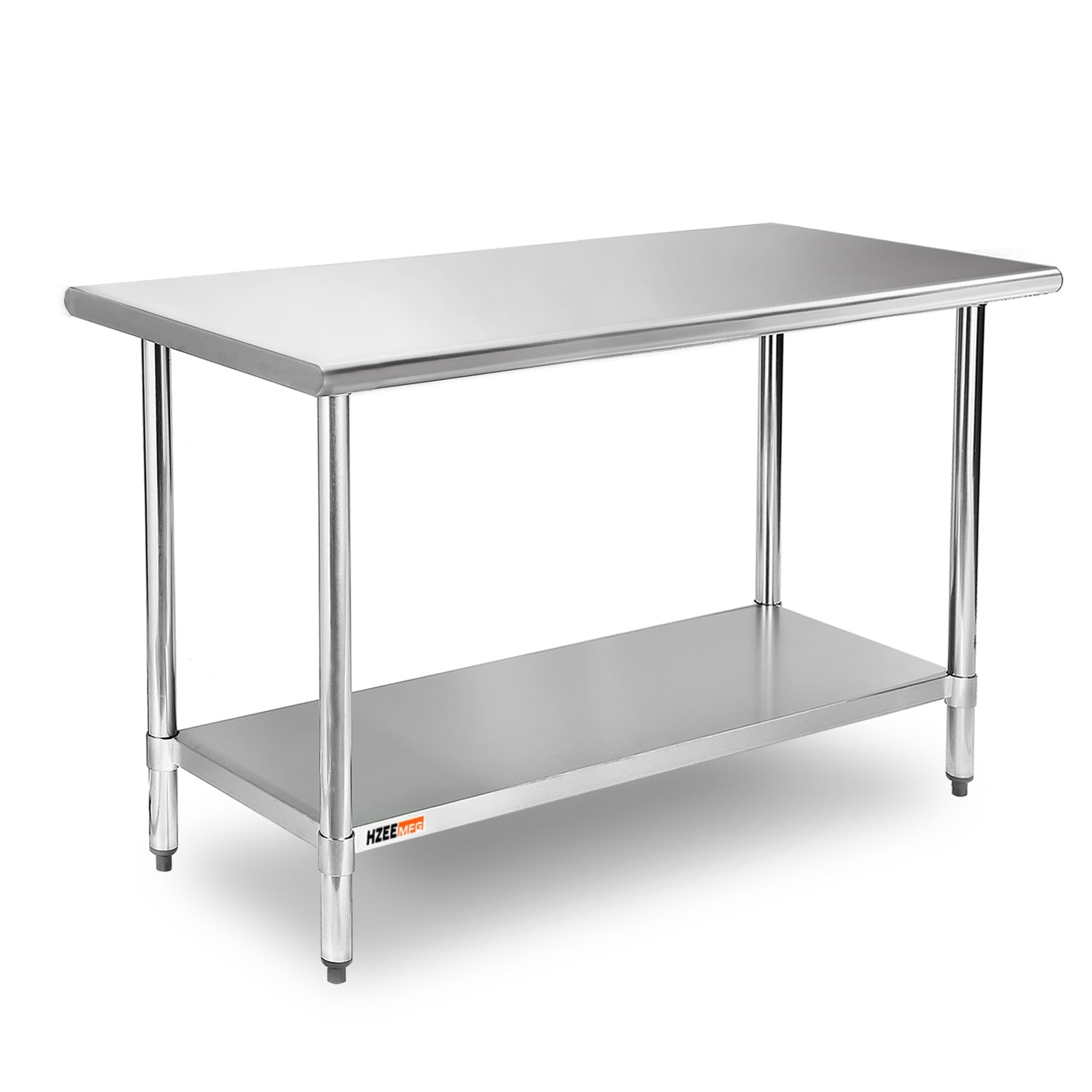 HZEEMFG Stainless Steel Table for Prep & Work 60 x 24 inches, 5ft, Heavy Duty Metal Table with Adjustable Undershelf for Commercial Kitchen,