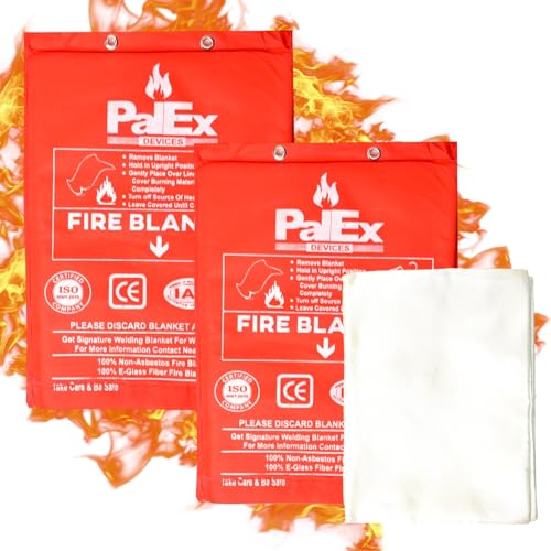 Image of SecureGuard Fire Blanket, Fiberglass Protection Emergency Fire Blanket for Home, Kitchen, Car, School, Office | Flame Retardant Safety Blanket for Fire Rescue (40 L x 40 W Inch, Pack of 2)