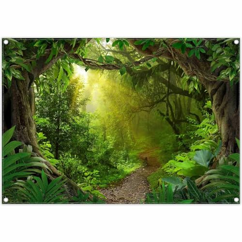 Fondo Fotográfico Jungla 7x5ft Verde Tela Poliéster miniatura 1