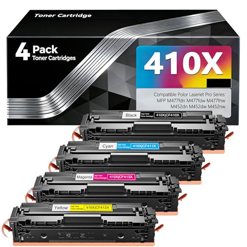 Image of BERRYSKY 410X Toner Cartridges High Yield 4 Pack with Chip Replacement for HP 410X 410A Toner Cartridge Color Laser Jet Pro MFP M477fnw Toner M477fdw M477fdn M452dn M452nw M477 M377 Printer