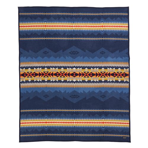 Image of Pendleton Jacquard Unnapped Twin Blanket, 64 x 80 in, Heirloom Virgin Wool