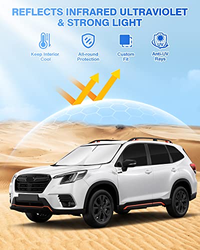 Image of Canvcle Sunshades for 2019-2024 Subaru Forester Accessories Windshield Sun Shade Side Rear Window Shade Cover Sun Visor Shield Privacy Protection Keep Vehicle Cool Black 8PCS