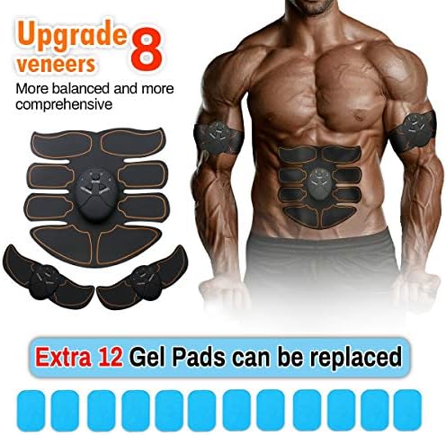 Muscle Toner Toning ABS Muscle Trainer Ultimate for Men Women Abdominal Work Out Fitness Muscle Training Muscle System Gear Equipment with 12 Pcs Replacement Gel Pad Sheet