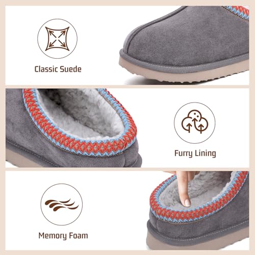 Image of Women's Slippers Fuzzy Cozy Short Ankle Shoes Indoor and Outdoor Mules Furry Warm House Slippers for Woman Cute Fluffy Clogs