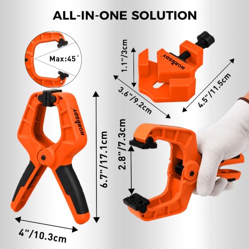 Image of 10-Piece Bar Clamp Set for Woodworking, 4 x 6-inch & 2 x 12-inch One-Handed F Clamp /Spreader, 132 lbs Load Capacity, Includes Spring Clamps & 90 Angle Clamp, Quick-Release Grip