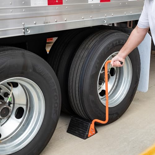 Image of Buyers Products WC1087 Rubber Wheel Chock with Bolt-On Handle, Anti-Slip Wheel Stopper for Trucks, RVs, Trailers, Campers & Cars, Tire Chock Stabilizer