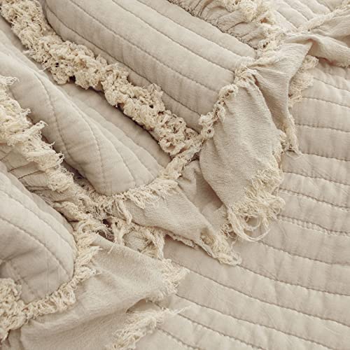 Ultrasoftprewashedquiltedbohothrowblanketrufflefringedbeigedecorativethrowstonewashedchicrusticblanketforsofacouchbedchair50x60  Urban Country Home Decor Ultra soft pre washed quilted boho throw blanket ruffle fringed beige decorative throw stone washed chic rustic blanket for sofa couch bed chair 50x 60  urban country home decor