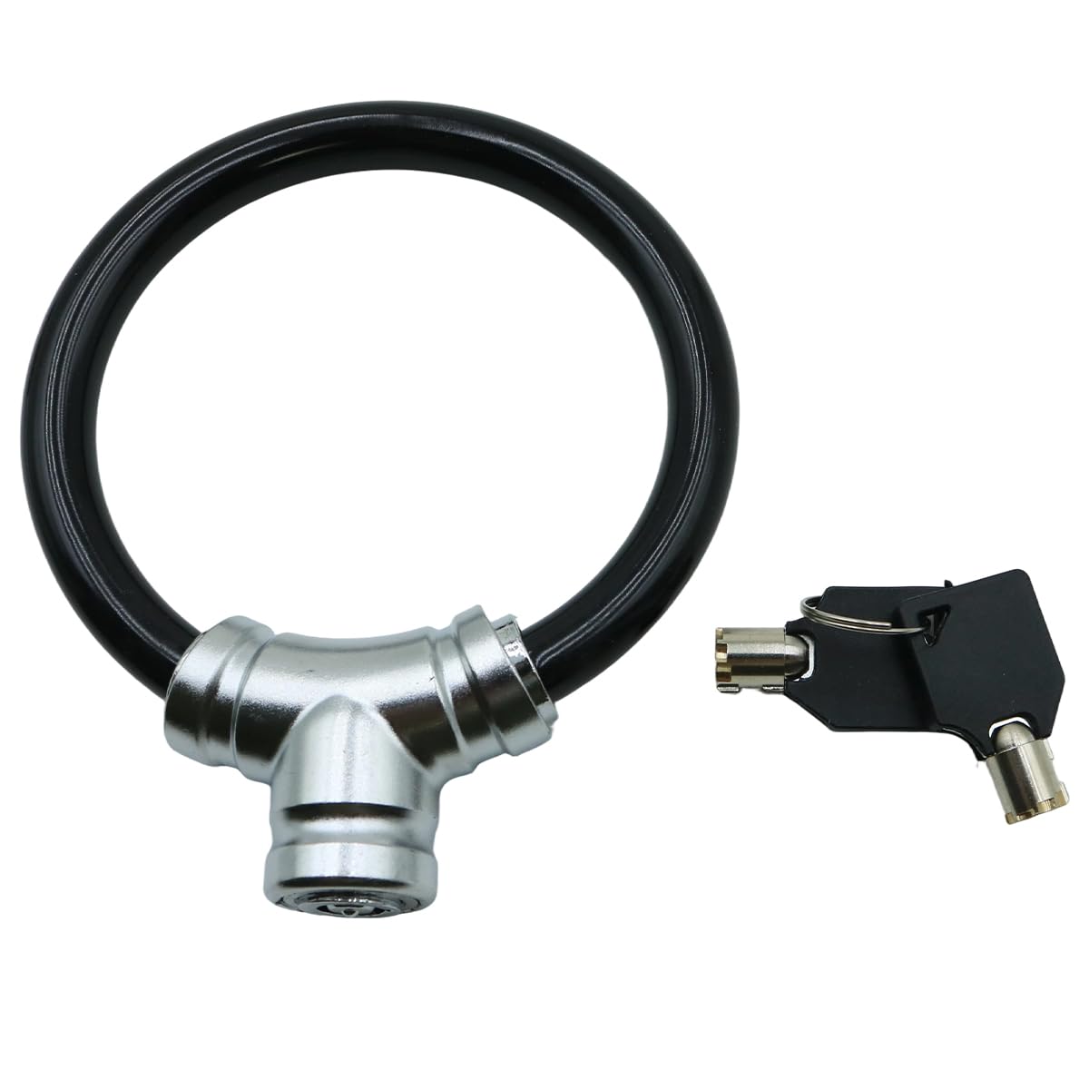 Ludom Bicycle Lock, Small Bike Ring Lock with 2 Keys, Portable Steel Cable Locks for Bicycle, Scooter, Gate & Fence (Black)