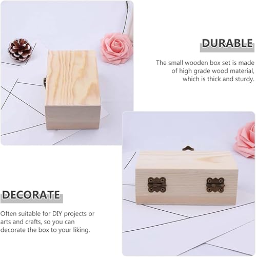 Miniatura 8 de Ipetboom Caja de ahorros Caja de madera para ceremonias de boda, caja de embalaje Caja de embalaje de madera sin terminar, cofre del tesoro para