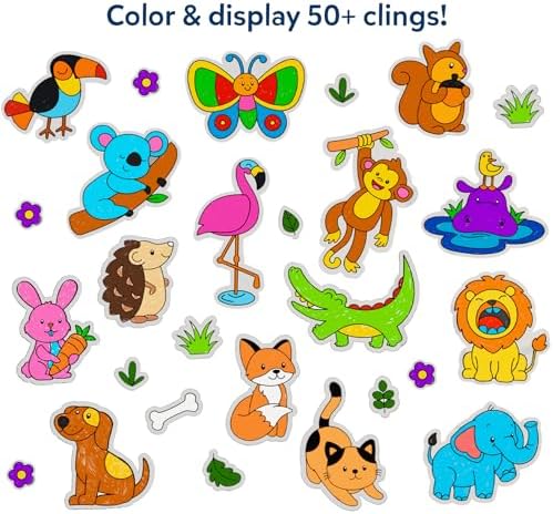 Skillmatics Cling Art – Color Clingz Animals, DIY Mess-Free Fun for Kids - 5