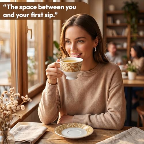 Image of UPC Premium Bone China Cup & Saucer Set (6 Pieces) | Elegant Solid Color Tea Coffee Cups | Lightweight, Durable & Glossy Finish | Ideal for Home, Office & Gifting