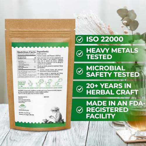 Image of 4 oz. Yarrow Herb Dried Yarrow Leaf & Flower Herbal Tea (Achillea Millefolium Tea) - 113g Herb Tea Milenrama