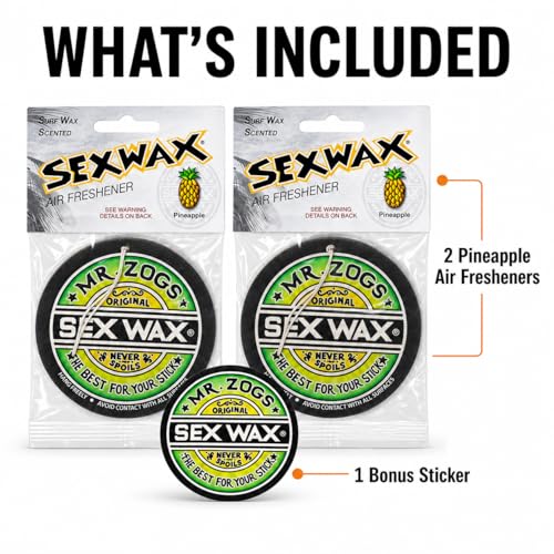 Image of SEX WAX Car Air Freshener | Hanging Long Lasting Scent Car Air Freshener for Auto and Home | Pineapple, 2 Air Freshener