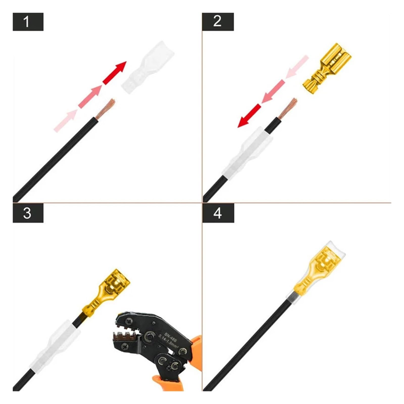 2000 Uds Lote 2,8/4,8/6,3mm Conector de Terminal engarzado Hembra y Macho Conectores Cable eléctrico Altavoz Coche latón Dorado(2.8 Male)