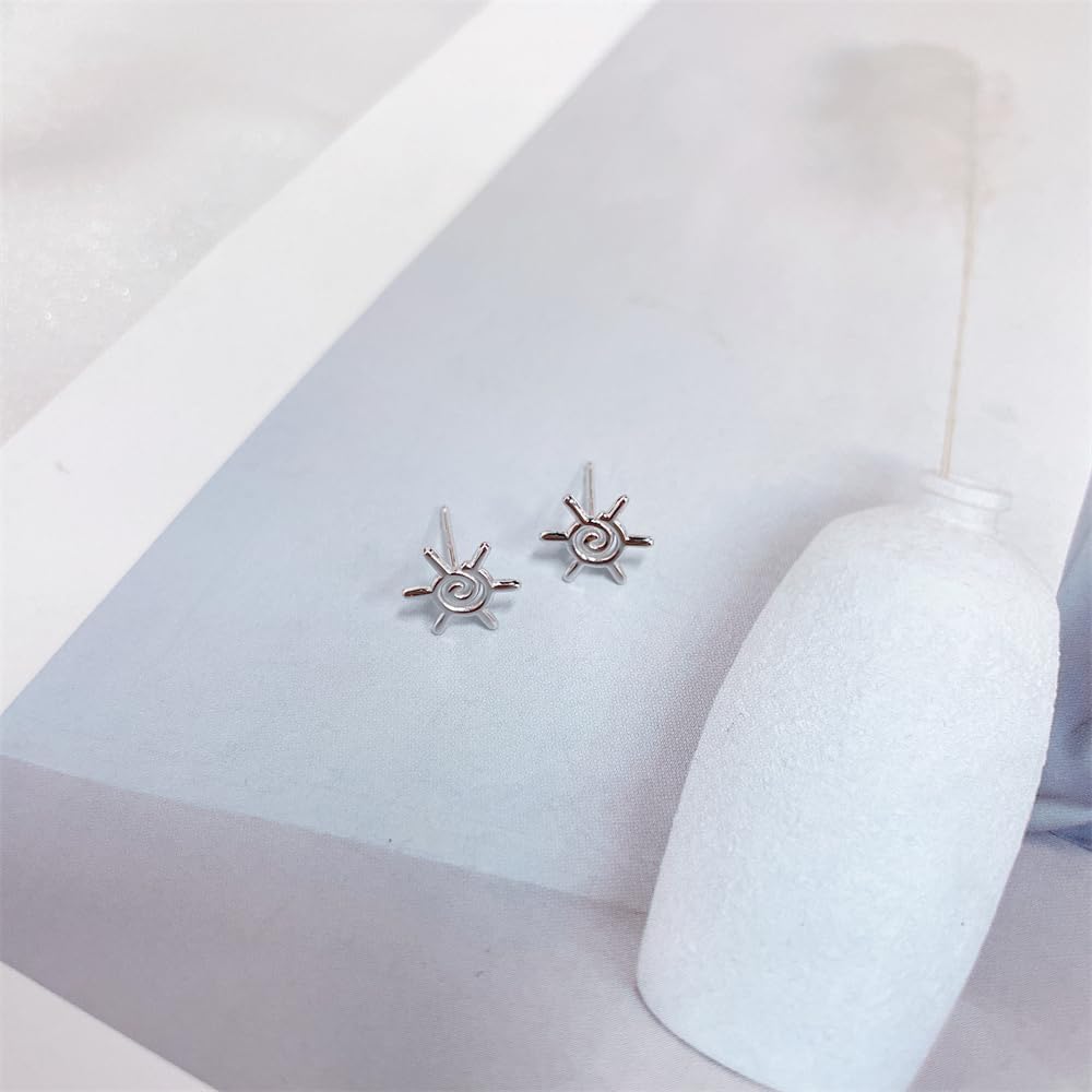 Cute Tiny Sun 925 Sterling Silver Small Stud Earrings for Women Men Minimalist Cartilage Tragus Piercings Studs Hypoallergenic Fashion Jewelry Gifts for Birthday Christmas Daughter 8.8mm - Image 4
