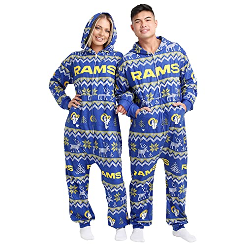 FOCO Los Angeles Rams NFL Ugly Pattern One Piece Pajamas - M