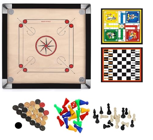 Super Priminum Matte Finish Wooden Carrom Board for Kids & Adults...