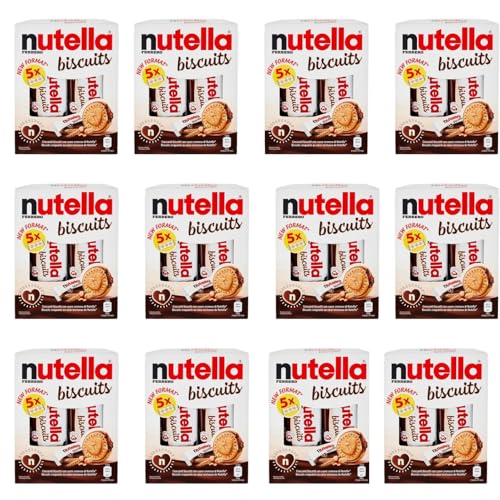 Pack de 12 Cajas de Ferrero Nutella Biscuits - 207gx12, Total 60 Galletas de Chocolate y Avellana 2484g