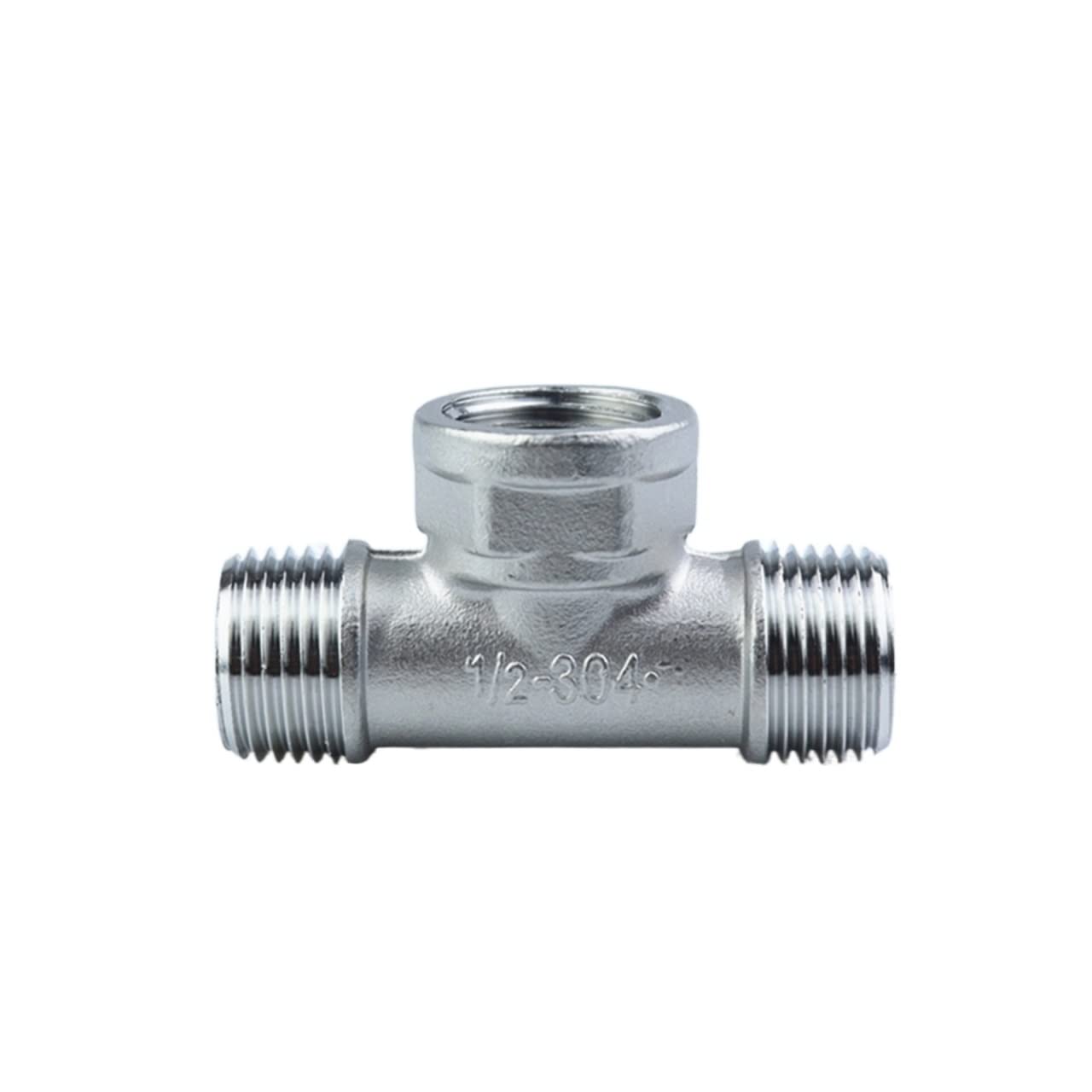 UVERLY Raccordo a T a 3 Vie filettato Maschio+Femmina+Maschio 1/4“ 3/8" 1/2" 3/4" 1" 1-1/4” 1-1/2” BSP filettato Acciaio Inox SS304 (Size : 1-1/4")
