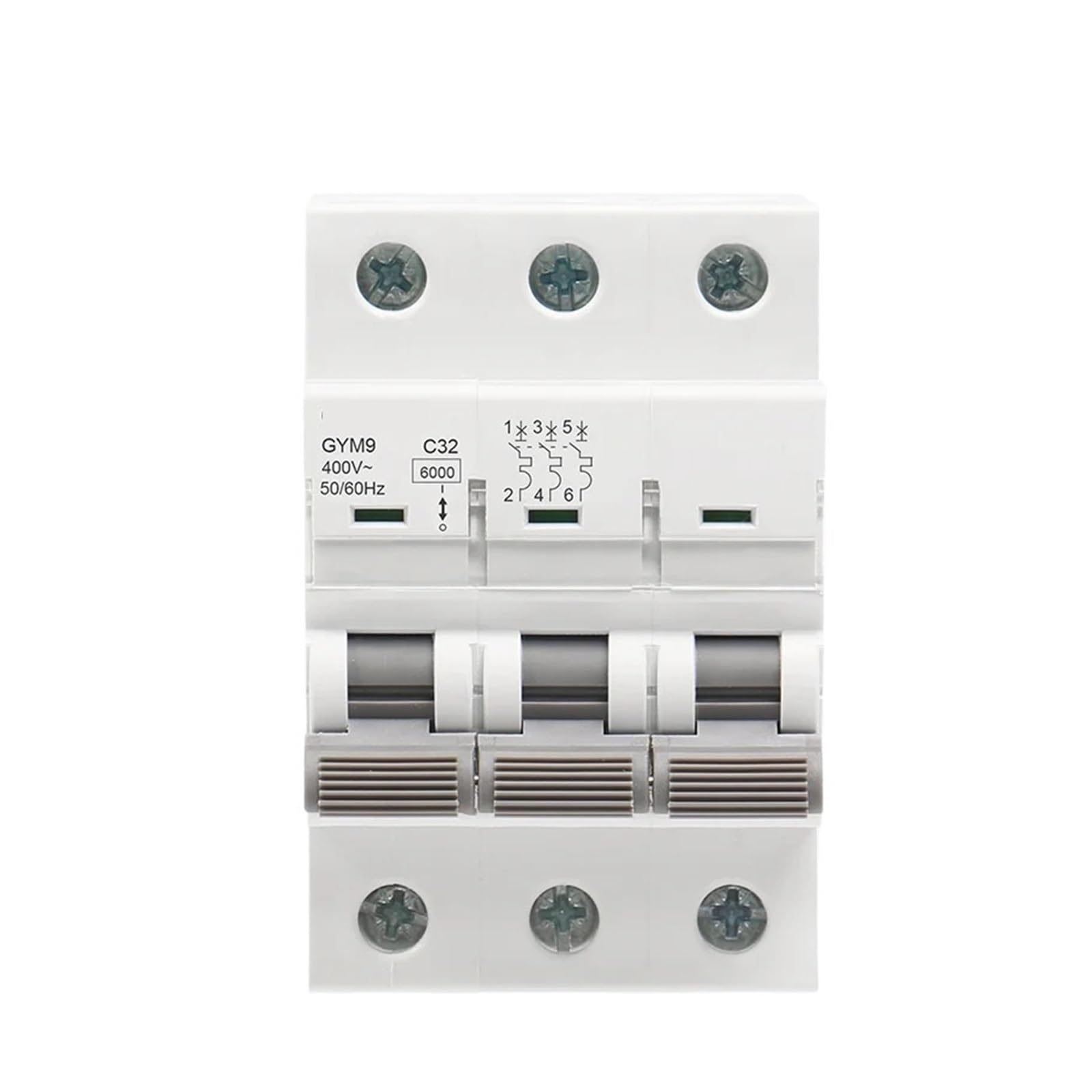 TYEXCZARF GYM9 3P 6A-63A 6KA Mini disyuntor Rail Circuit Breaker 6A 10A 16A 20A 25A 32A 40A 50A 63A AC Type 400V(6A)